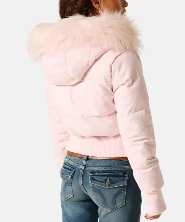 Doudoune courte pour femme à capuche bordée de fourrure, chaude pour l’hiver