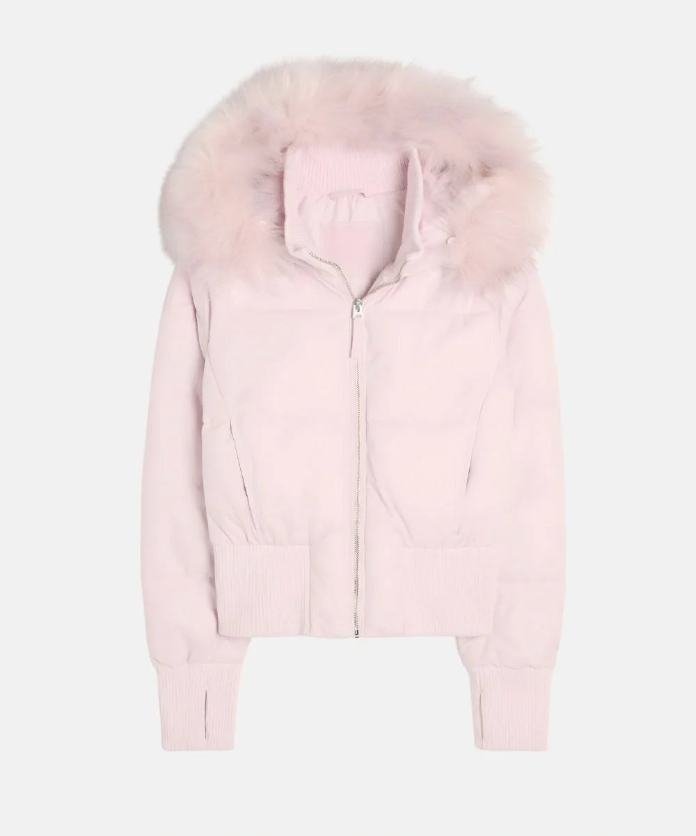 Doudoune courte pour femme à capuche bordée de fourrure, chaude pour l’hiver
