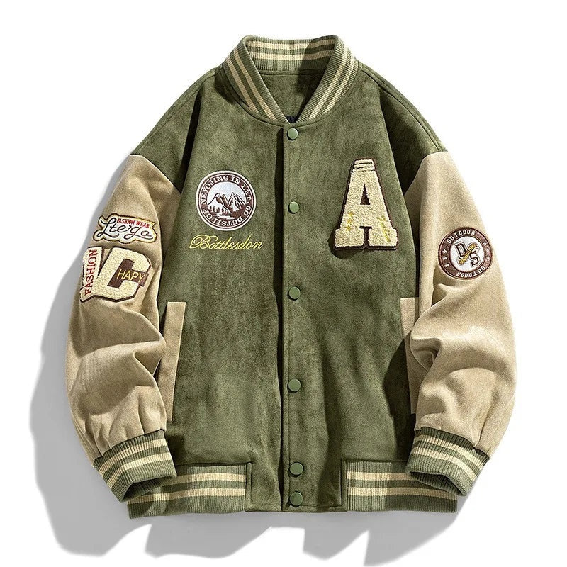 Veste varsity de baseball pour homme en suédine, pour l’automne et la mi-saison