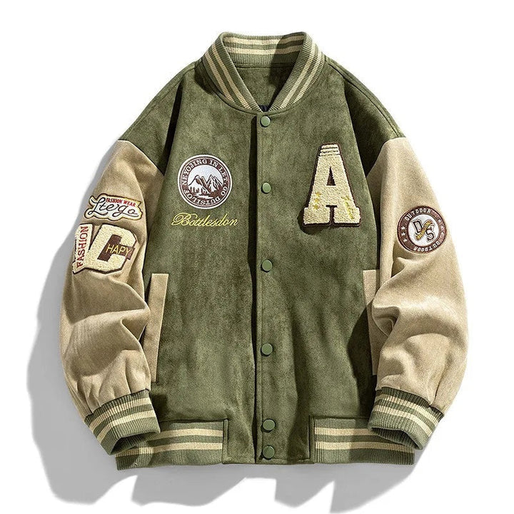 Veste varsity de baseball pour homme en suédine, pour l’automne et la mi-saison