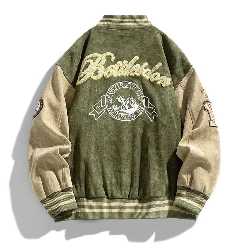 Veste varsity de baseball pour homme en suédine, pour l’automne et la mi-saison