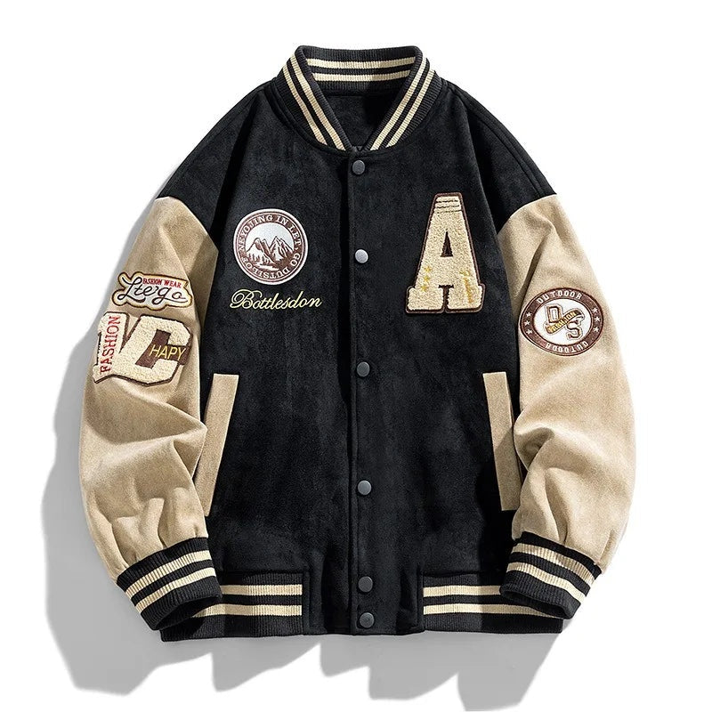 Veste varsity de baseball pour homme en suédine, pour l’automne et la mi-saison