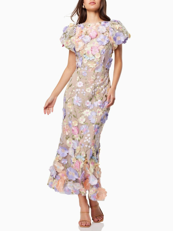 Andressa | Robe longue à fleurs charmante pour femmes - Manches courtes élégantes pour un look raffiné