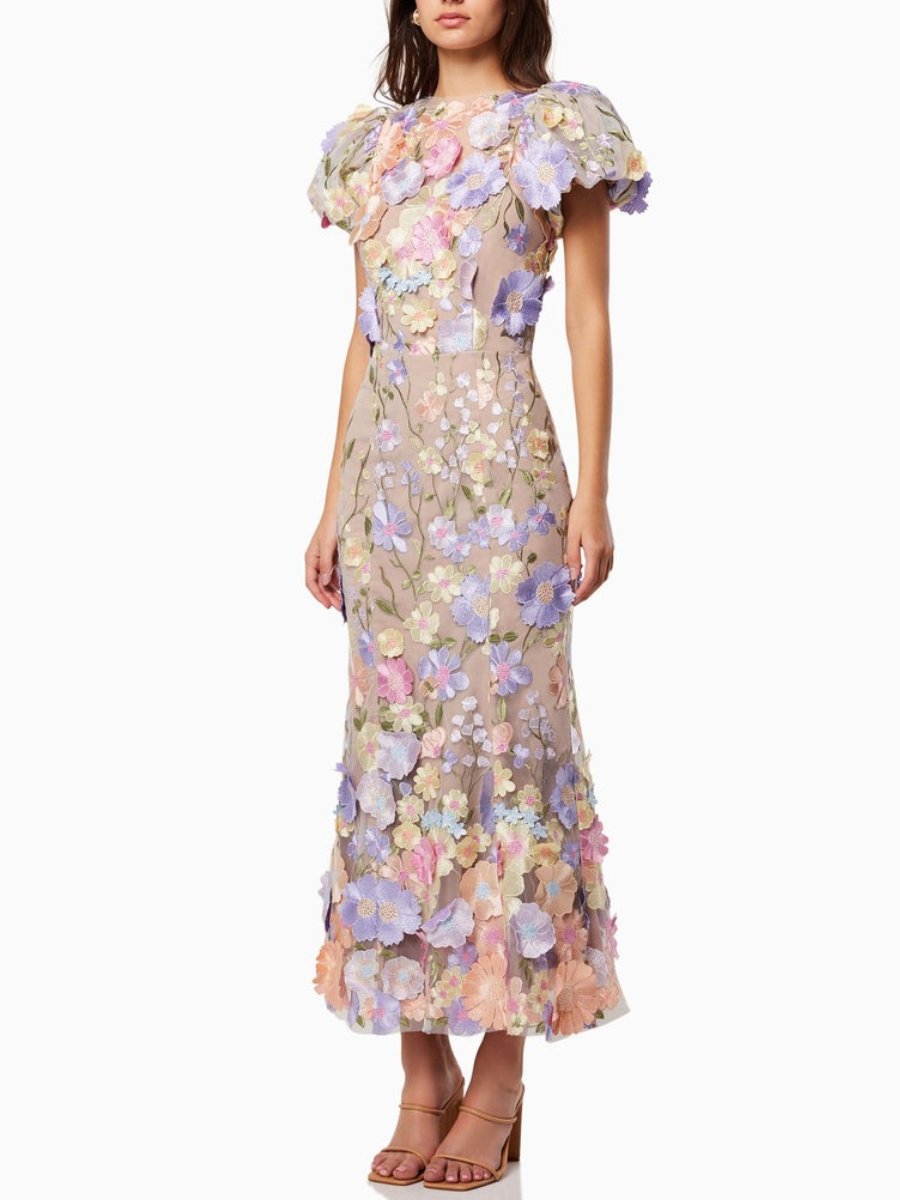 Andressa | Robe longue à fleurs charmante pour femmes - Manches courtes élégantes pour un look raffiné