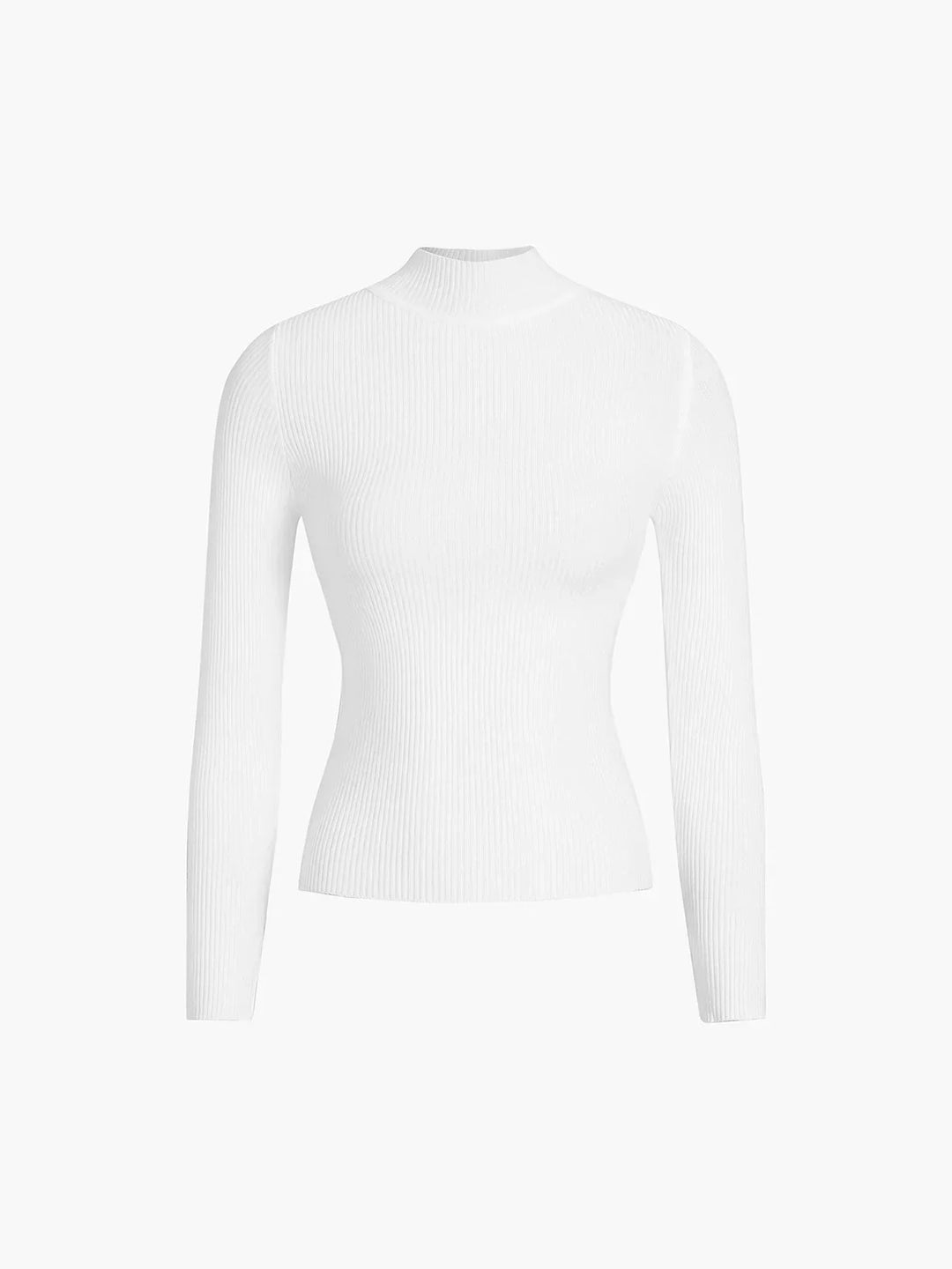 Pull femme en laine côtelée à col montant, coupe élégante et confortable pour l’automne