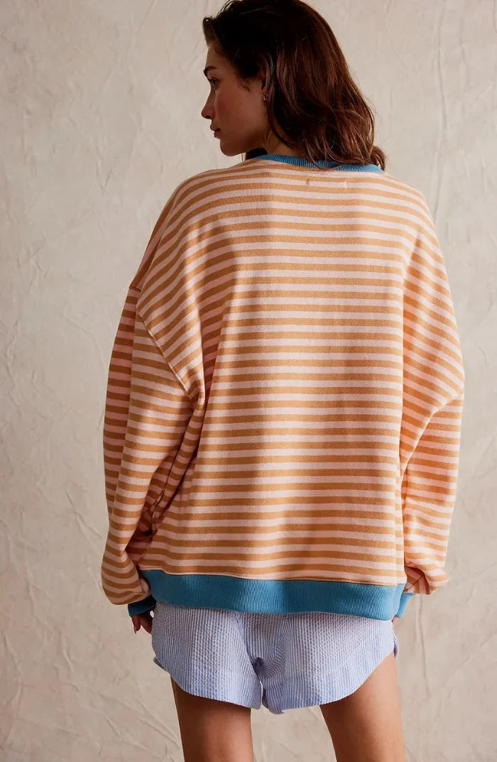 Women’s lightweight striped knit sweater, relaxed fit and casual style for autumn