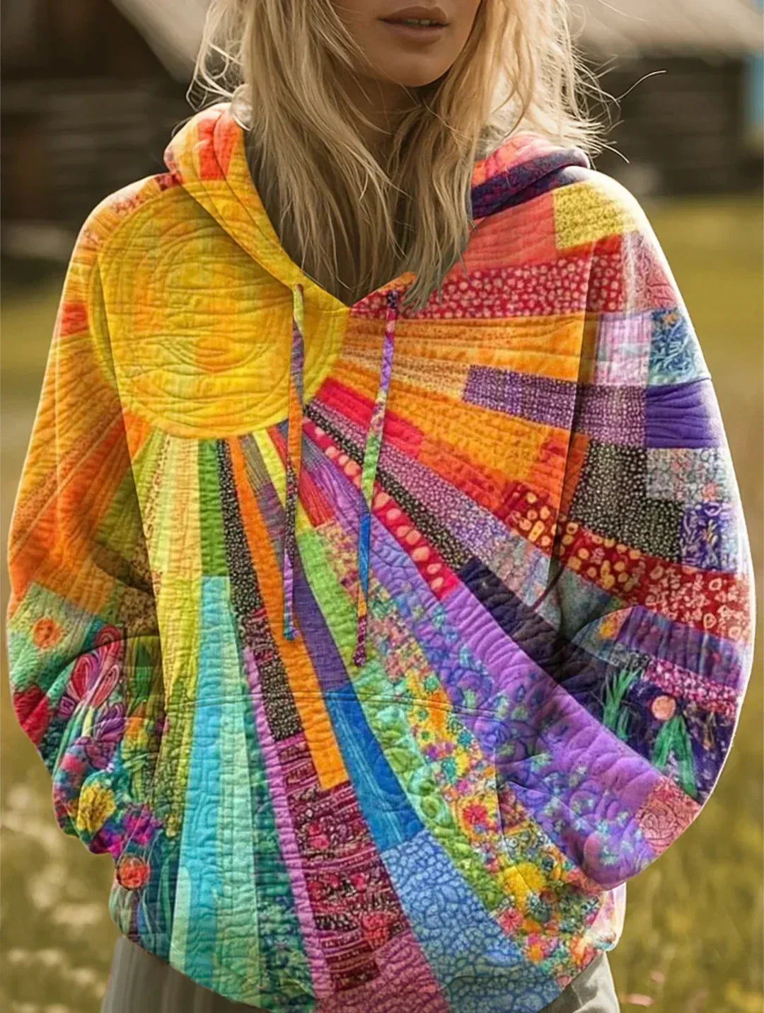 Women's cotton patchwork sweatshirt for autumn