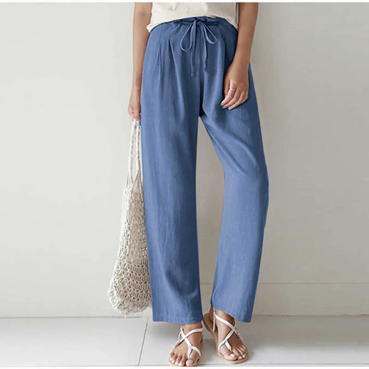 Gretel - Breathable pants with elastic waist and trendy pleated pocket on flared legs