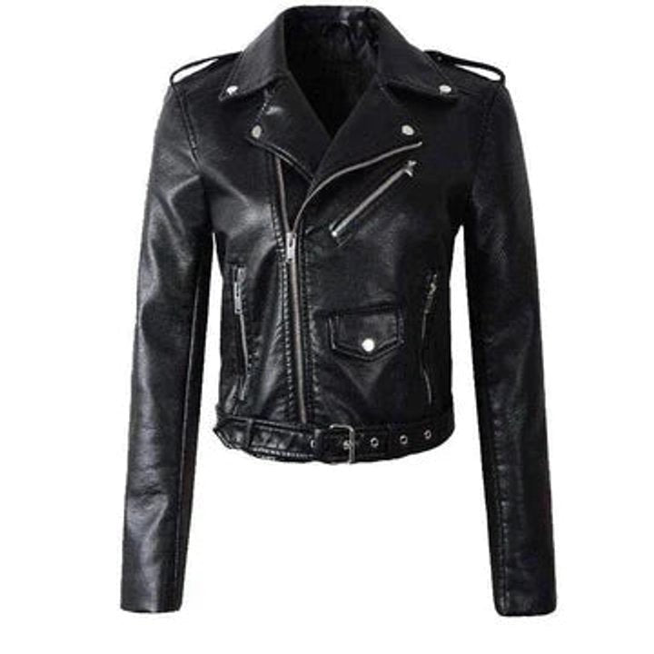 Veste perfecto femme en simili cuir avec ceinture pour l’automne