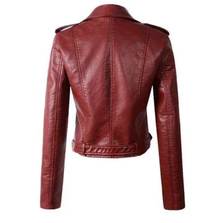 Veste perfecto femme en simili cuir avec ceinture pour l’automne