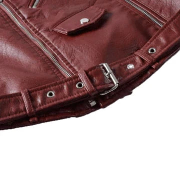 Veste perfecto femme en simili cuir avec ceinture pour l’automne