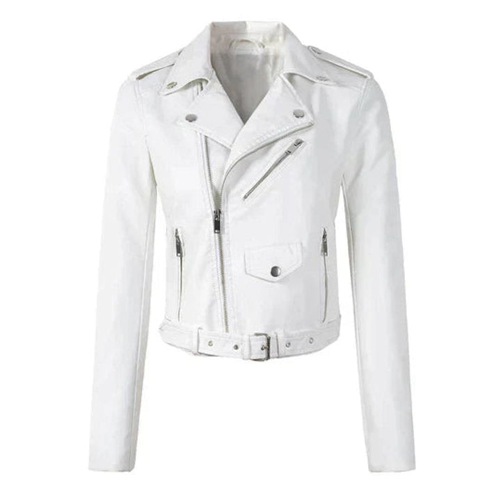 Veste perfecto femme en simili cuir avec ceinture pour l’automne