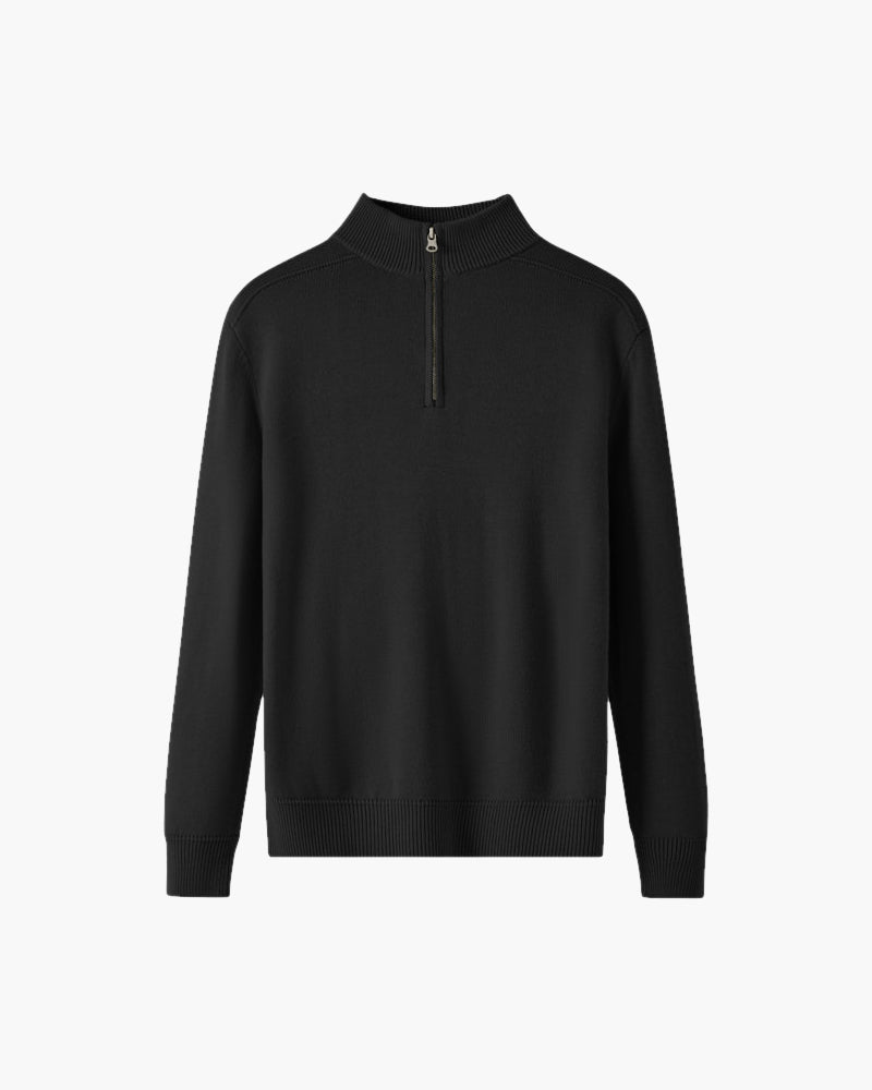 Men’s merino wool half-zip sweater, elegant for autumn