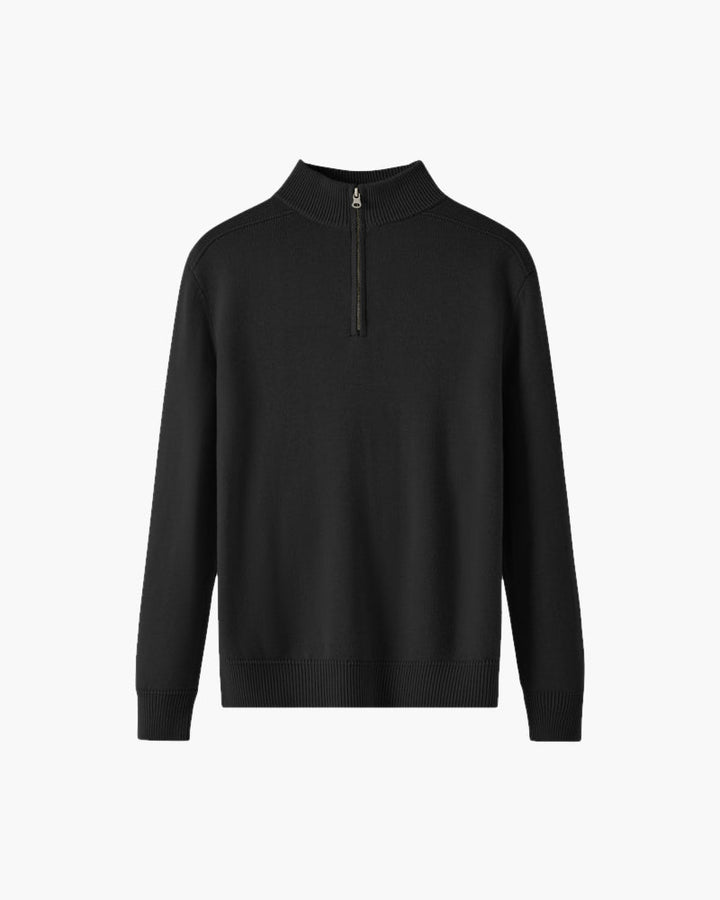 Men’s merino wool half-zip sweater, elegant for autumn