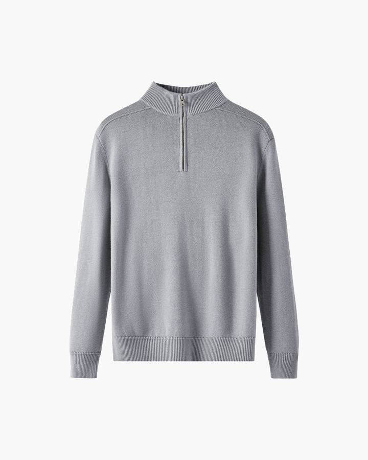 Men’s merino wool half-zip sweater, elegant for autumn
