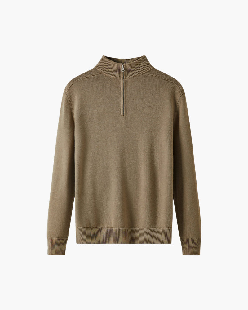 Men’s merino wool half-zip sweater, elegant for autumn