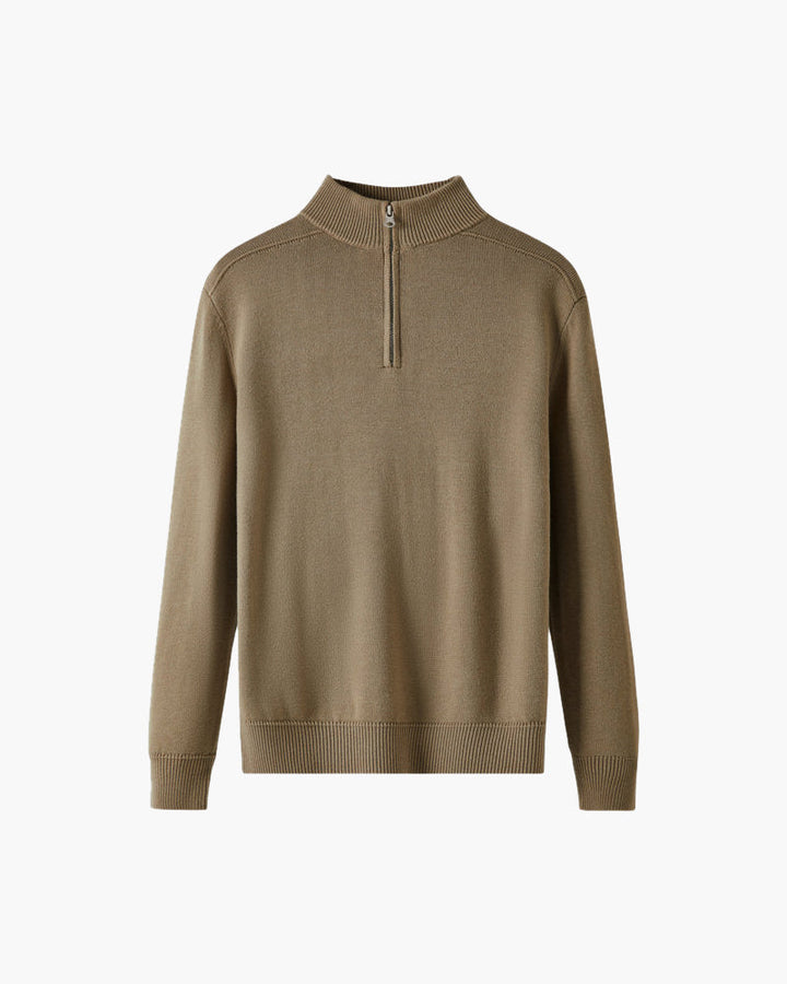 Men’s merino wool half-zip sweater, elegant for autumn