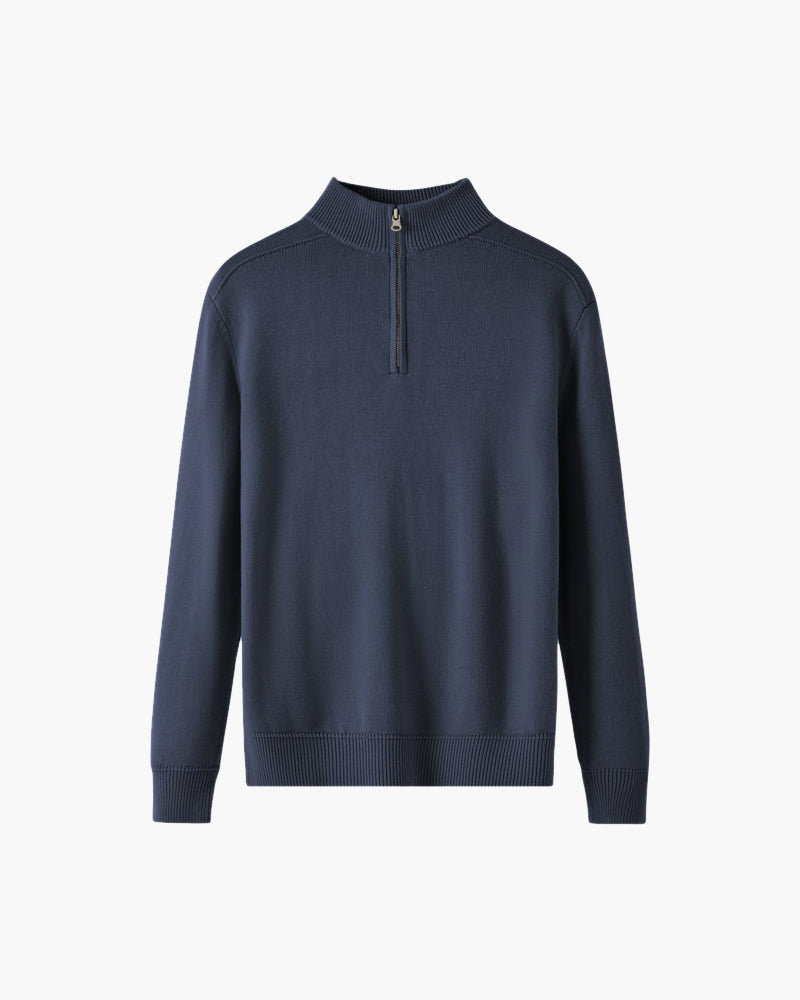 Men’s merino wool half-zip sweater, elegant for autumn