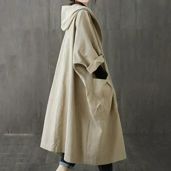 Manteau trench femme en coton oversize avec ceinture pour l'été et la mi-saison