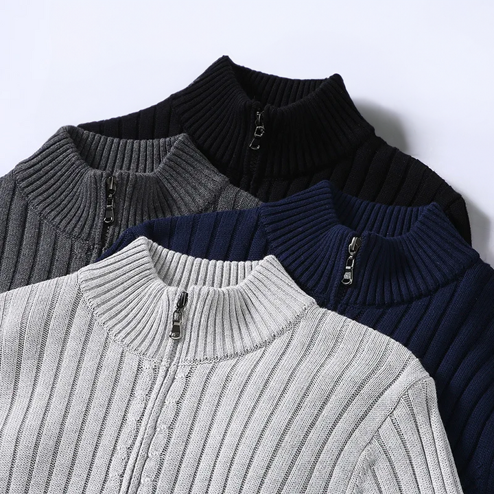 Pierre™ - Shetland wool cardigan for men with zipper