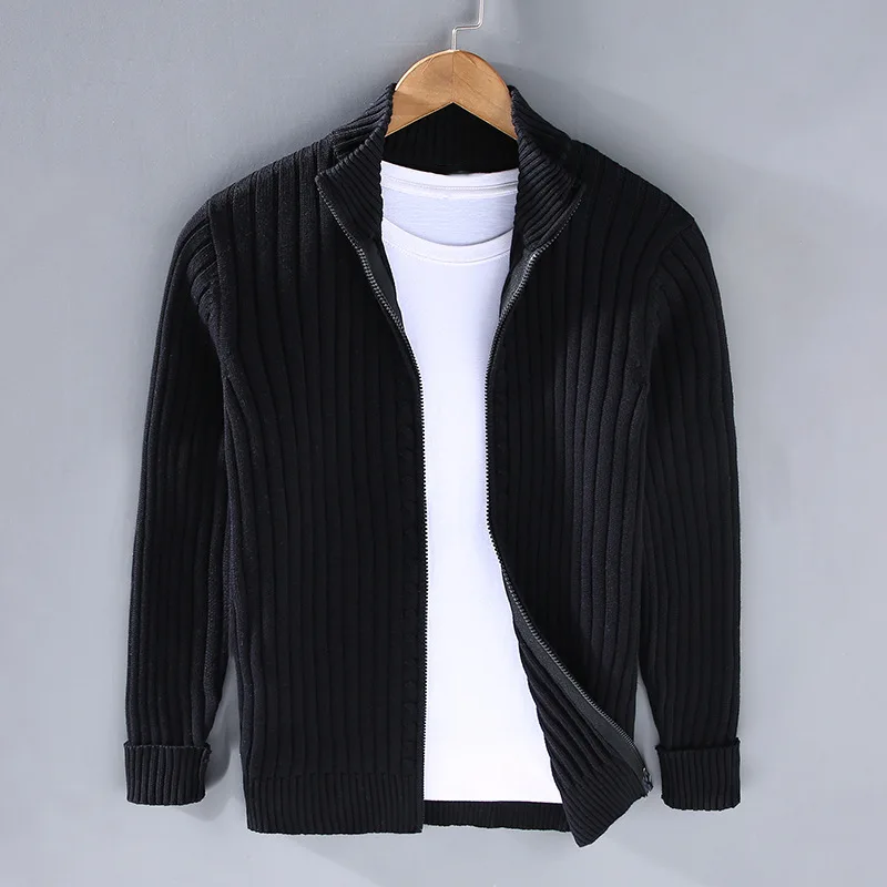 Pierre™ - Shetland wool cardigan for men with zipper