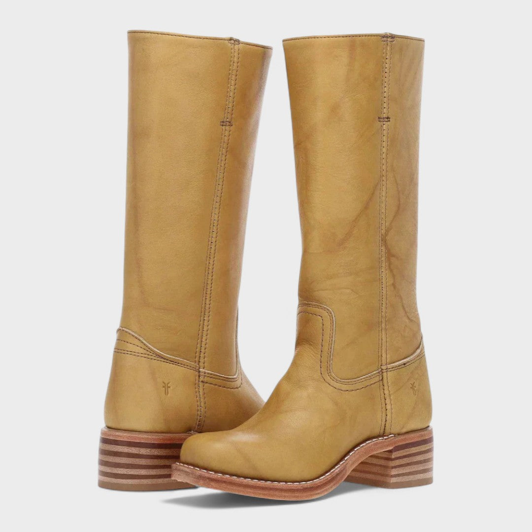 Women's leather officer boots, knee-high, for autumn