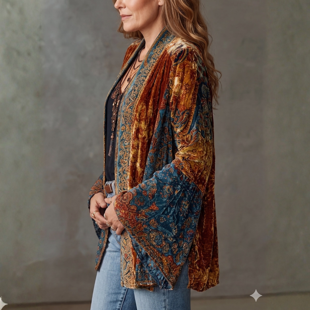 Bohemian velvet vest for women this fall, an elegant blazer for cold days