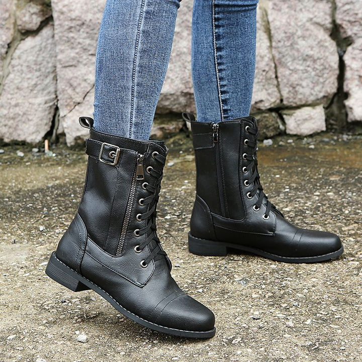 Chantal™ Bottes Élégantes Vintage pour Femmes avec Fermeture Éclair et Lacets pour un Look Intemporel