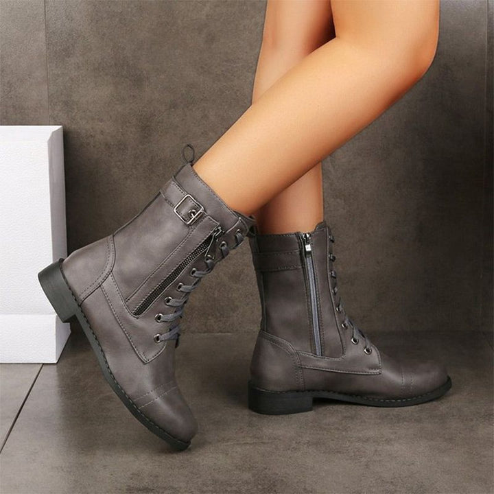 Chantal™ Bottes Élégantes Vintage pour Femmes avec Fermeture Éclair et Lacets pour un Look Intemporel