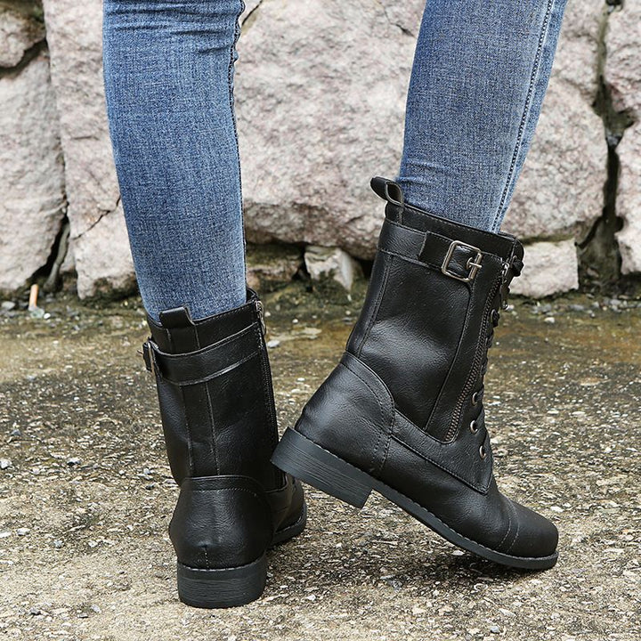 Chantal™ Bottes Élégantes Vintage pour Femmes avec Fermeture Éclair et Lacets pour un Look Intemporel