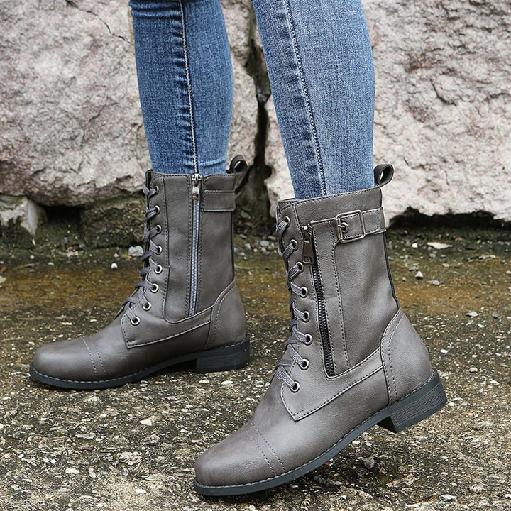 Chantal™ Bottes Élégantes Vintage pour Femmes avec Fermeture Éclair et Lacets pour un Look Intemporel