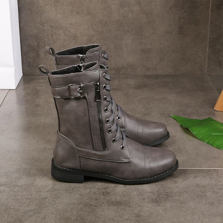 Chantal™ Bottes Élégantes Vintage pour Femmes avec Fermeture Éclair et Lacets pour un Look Intemporel