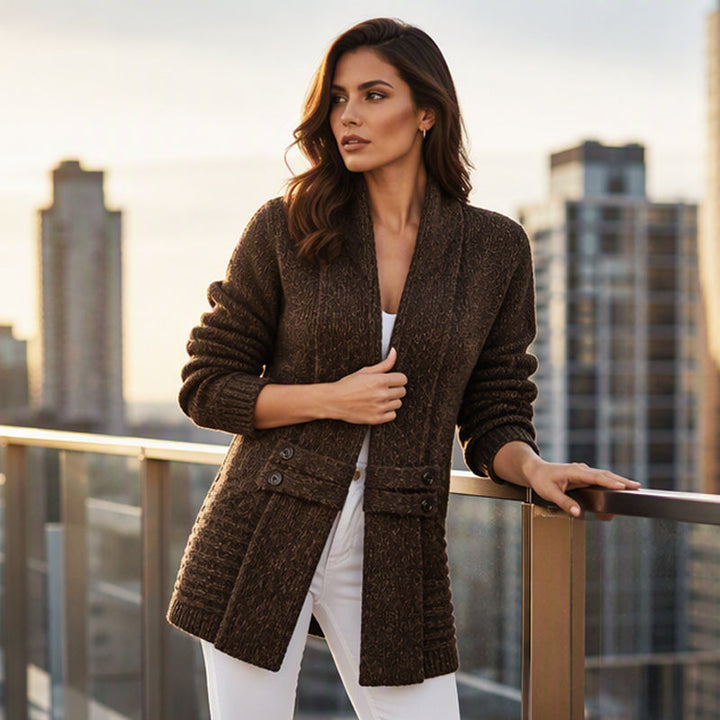 Cardigan femme en maille texturée, pull d’automne