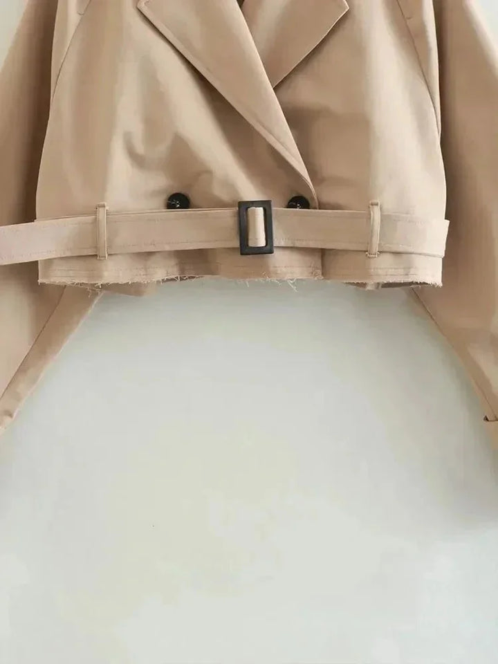 Manteau court pour femme style trench à manches longues élégant pour l’automne
