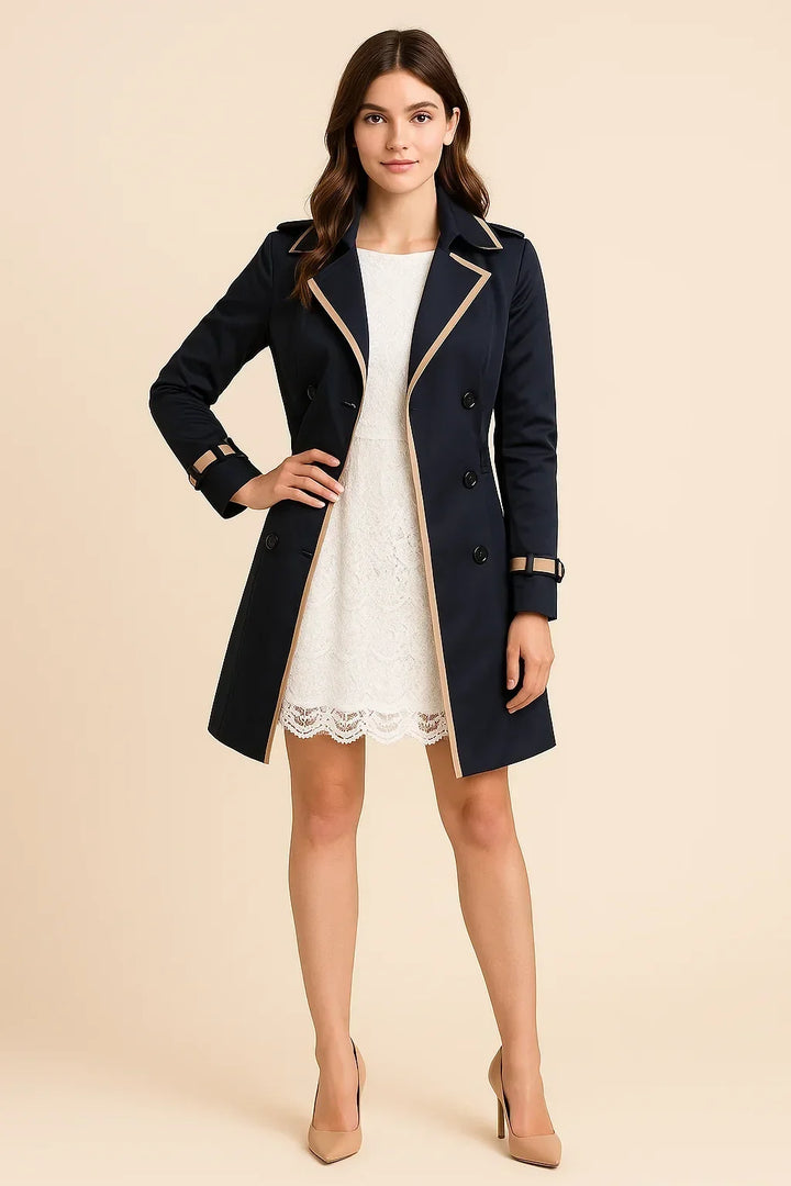 Women’s classic-fit double-breasted trench coat for autumn