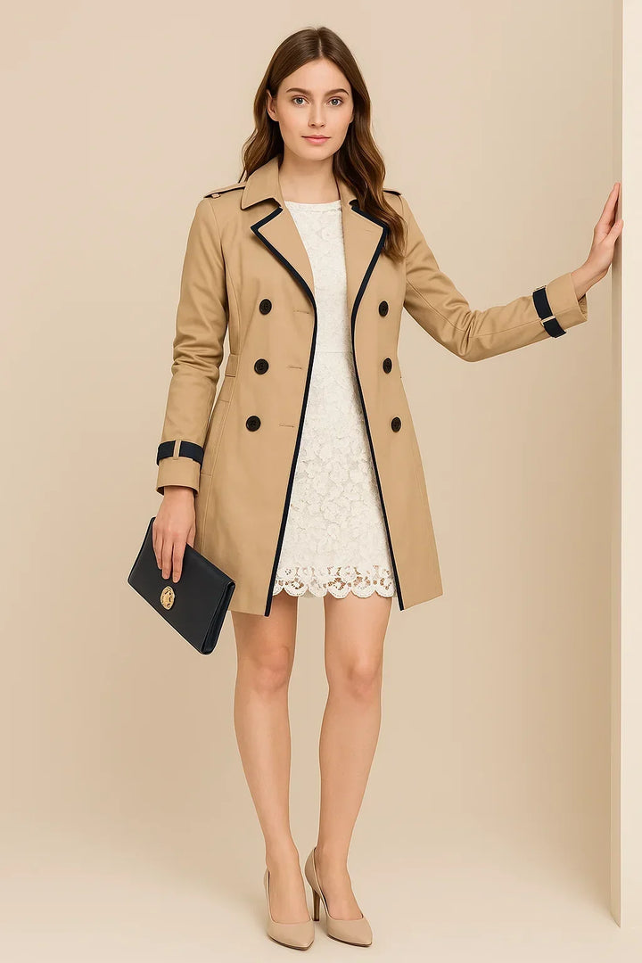 Women’s classic-fit double-breasted trench coat for autumn