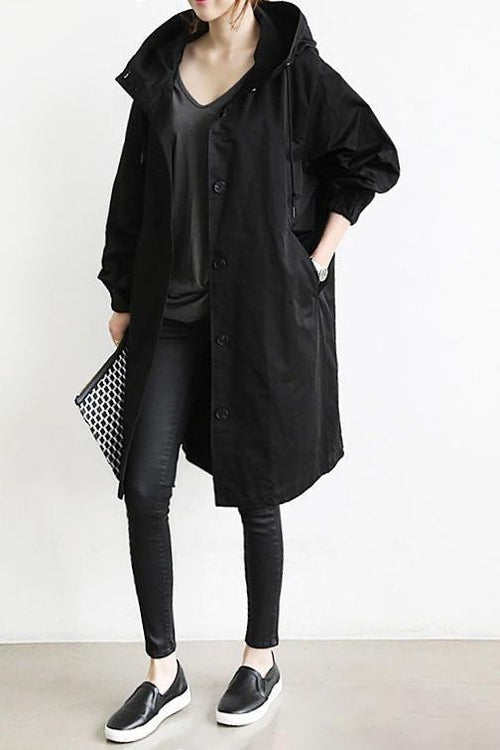 Lightweight women's cotton mid-season hooded jacket for autumn