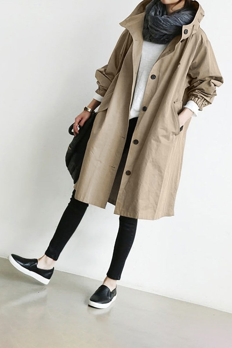 Lightweight women's cotton mid-season hooded jacket for autumn