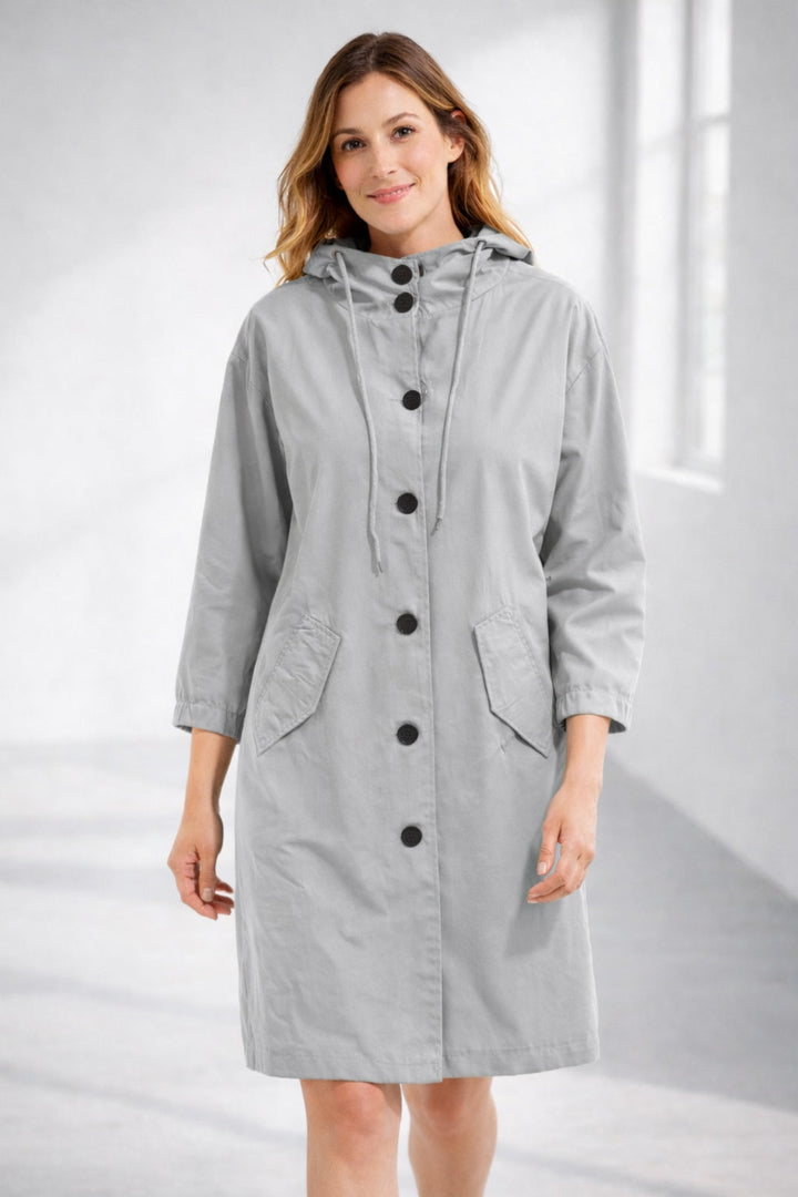 Lightweight women's cotton mid-season hooded jacket for autumn