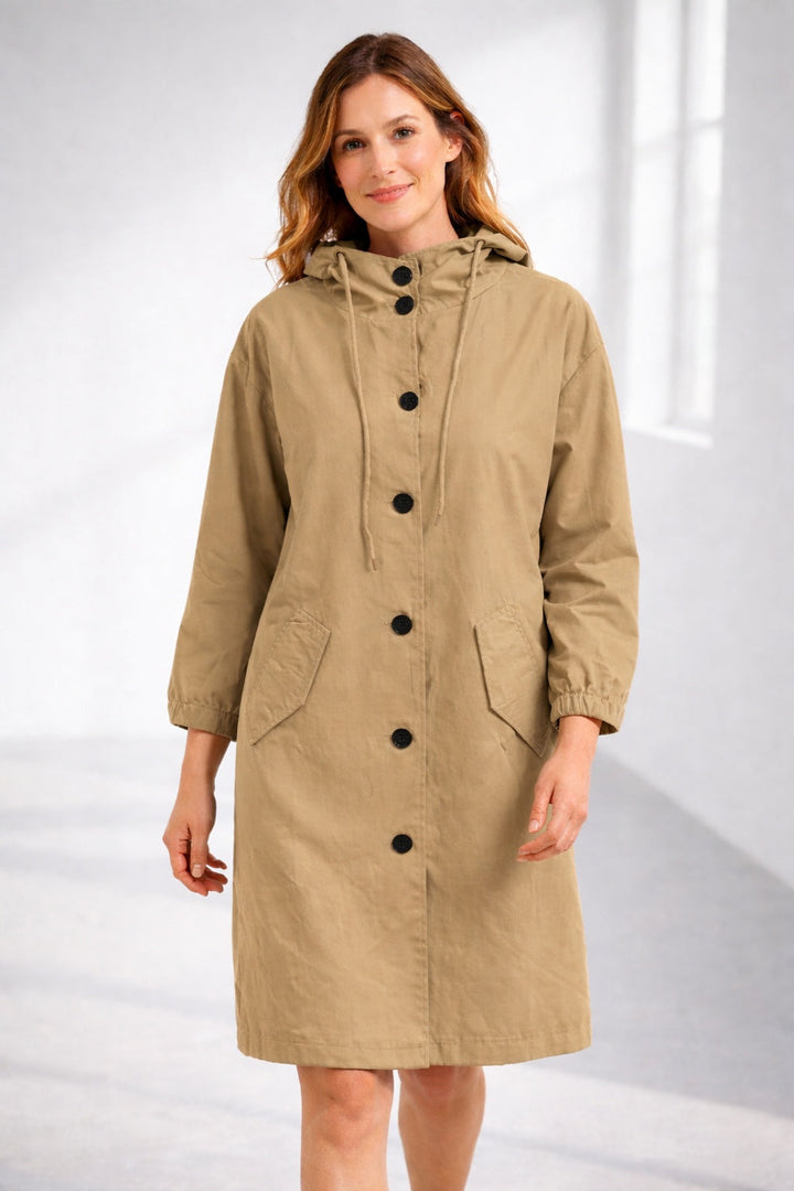 Lightweight women's cotton mid-season hooded jacket for autumn
