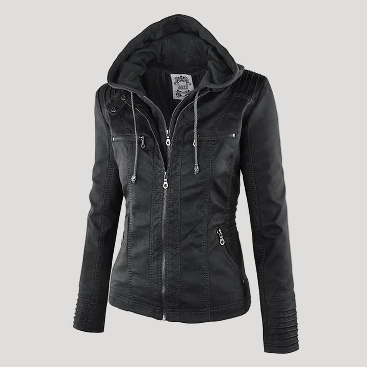 Veste perfecto femme en similicuir à capuche, pour l’automne et la mi-saison