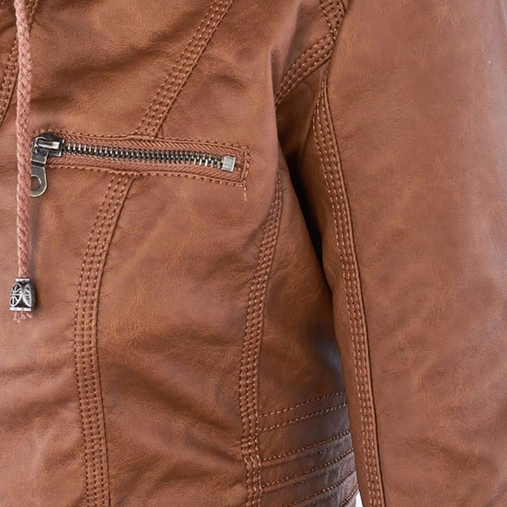 Veste perfecto femme en similicuir à capuche, pour l’automne et la mi-saison