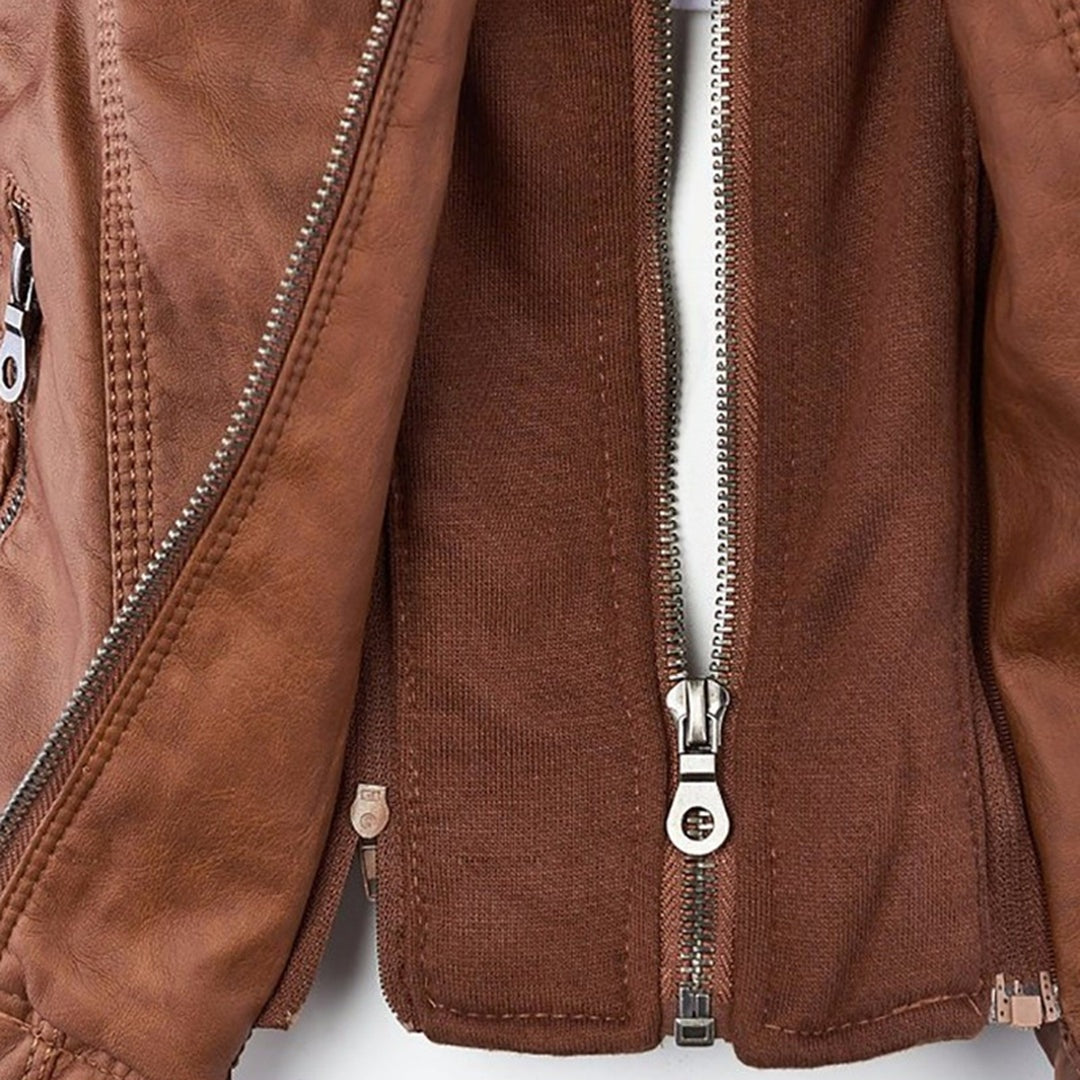 Veste perfecto femme en similicuir à capuche, pour l’automne et la mi-saison