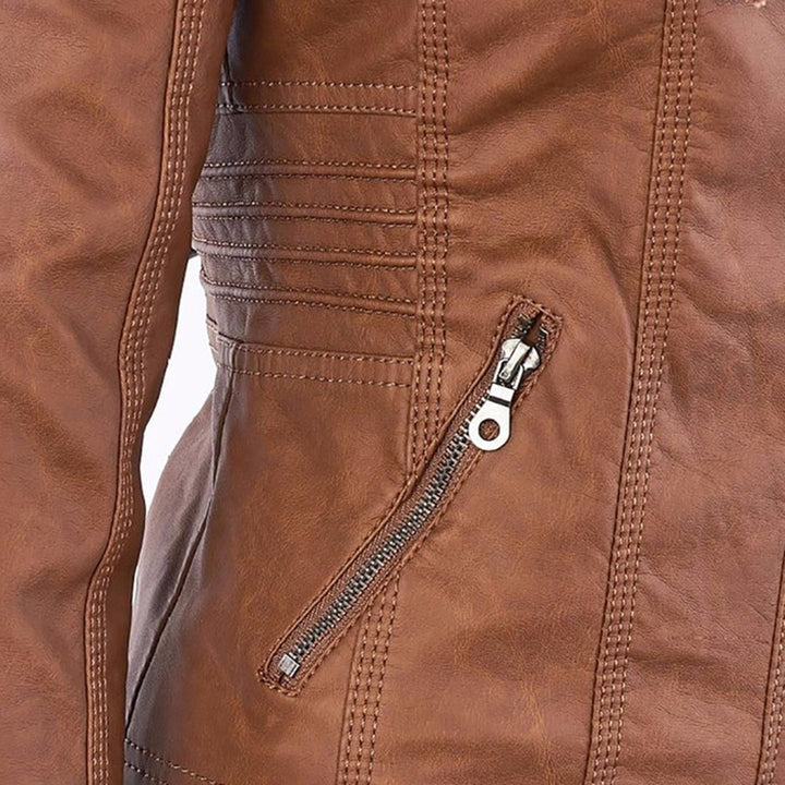 Veste perfecto femme en similicuir à capuche, pour l’automne et la mi-saison