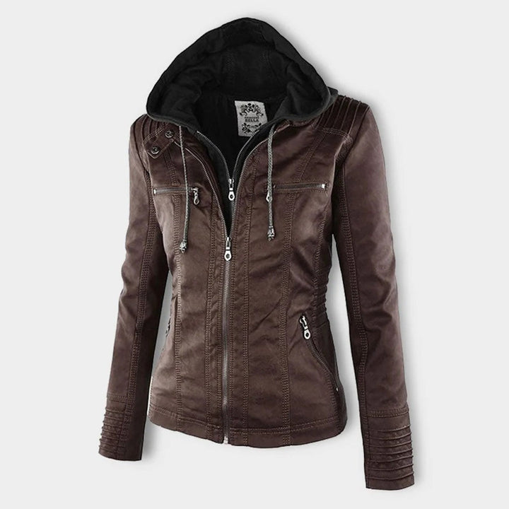 Veste perfecto femme en similicuir à capuche, pour l’automne et la mi-saison