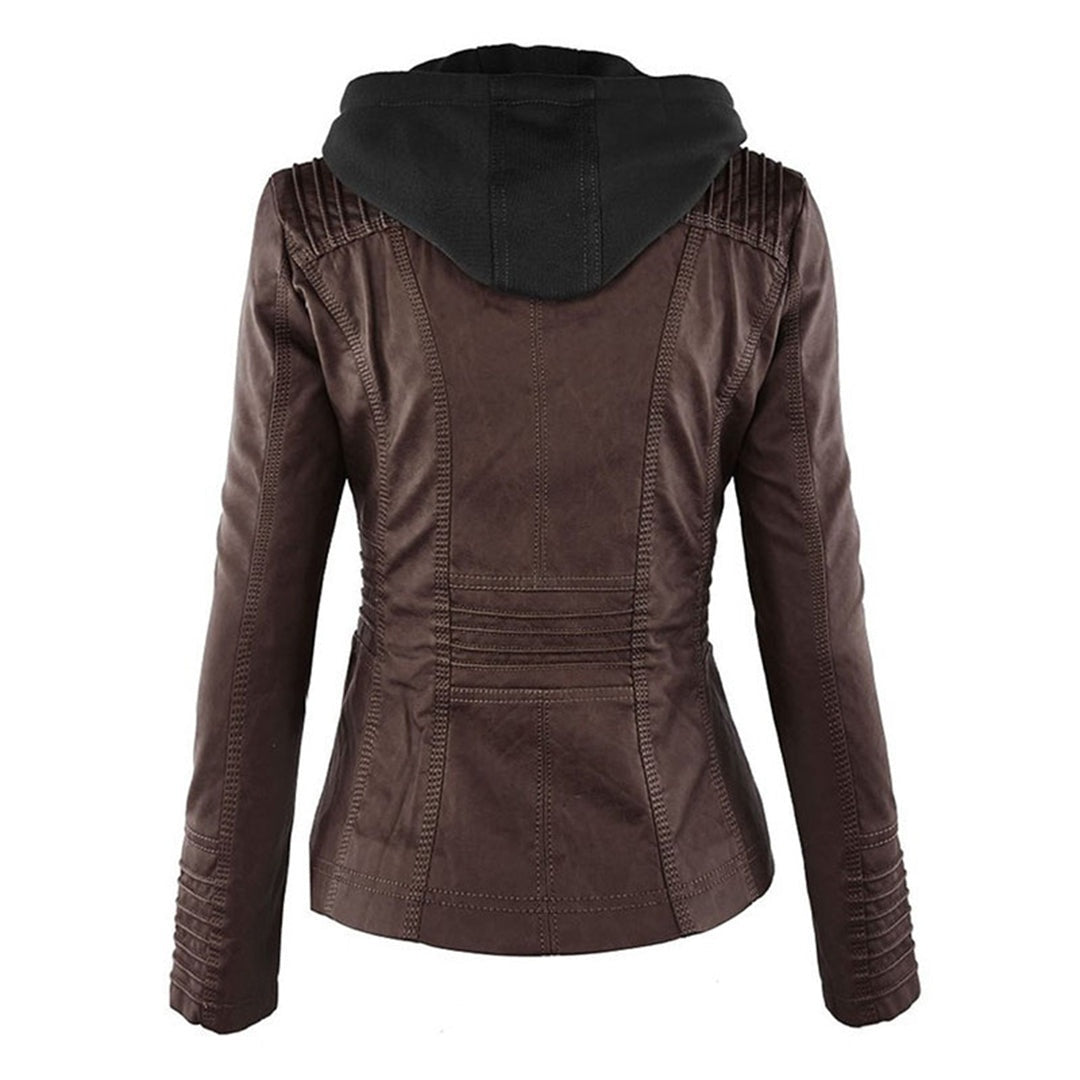 Veste perfecto femme en similicuir à capuche, pour l’automne et la mi-saison