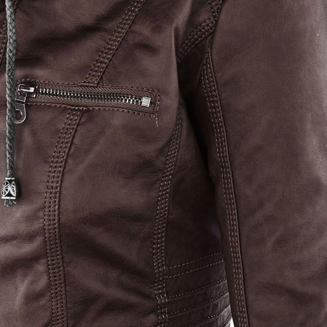 Veste perfecto femme en similicuir à capuche, pour l’automne et la mi-saison