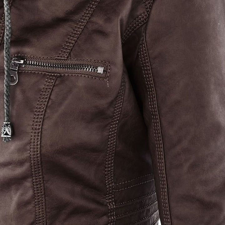 Veste perfecto femme en similicuir à capuche, pour l’automne et la mi-saison