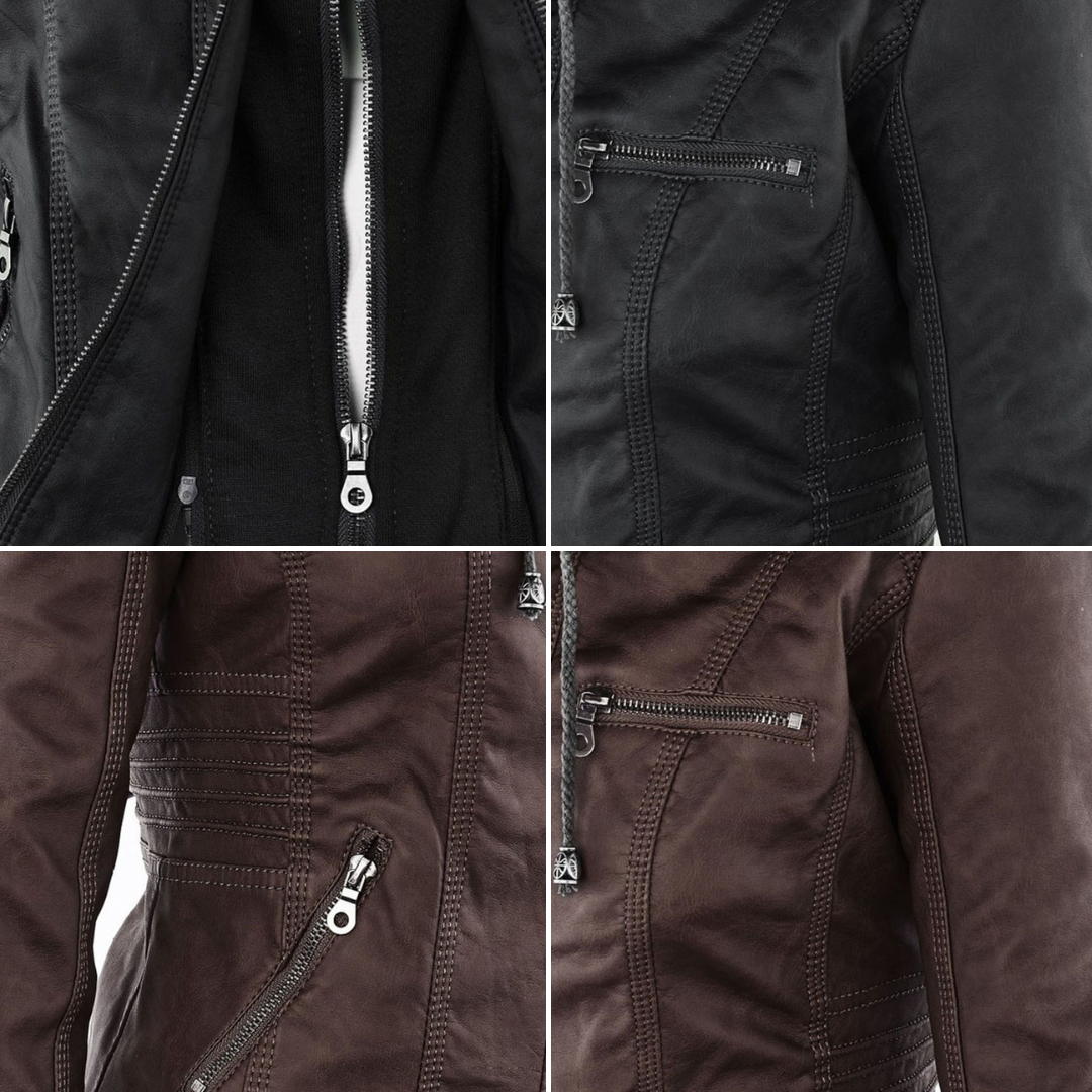 Veste perfecto femme en similicuir à capuche, pour l’automne et la mi-saison