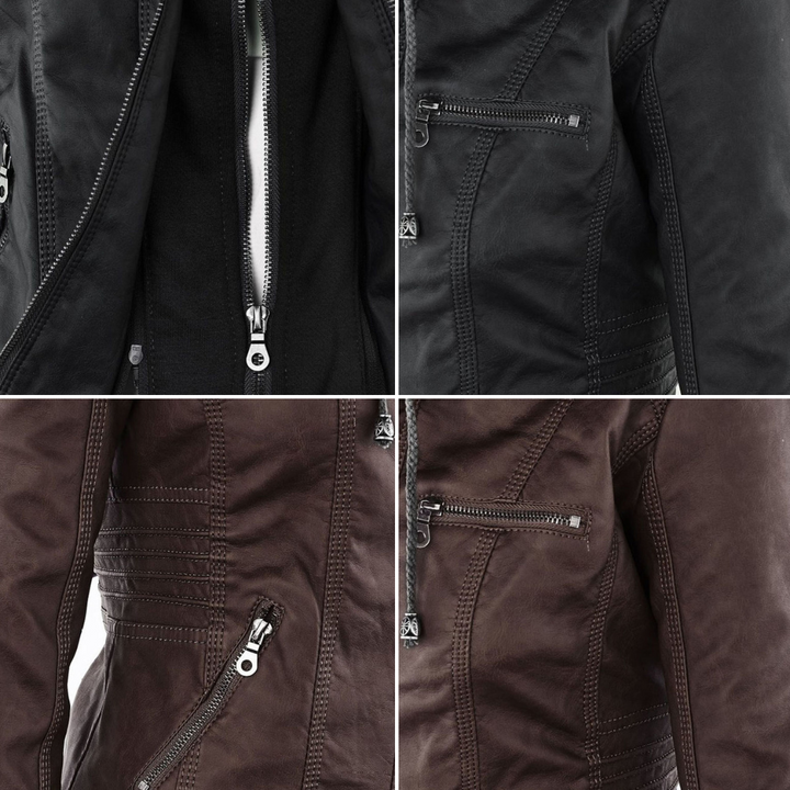 Veste perfecto femme en similicuir à capuche, pour l’automne et la mi-saison
